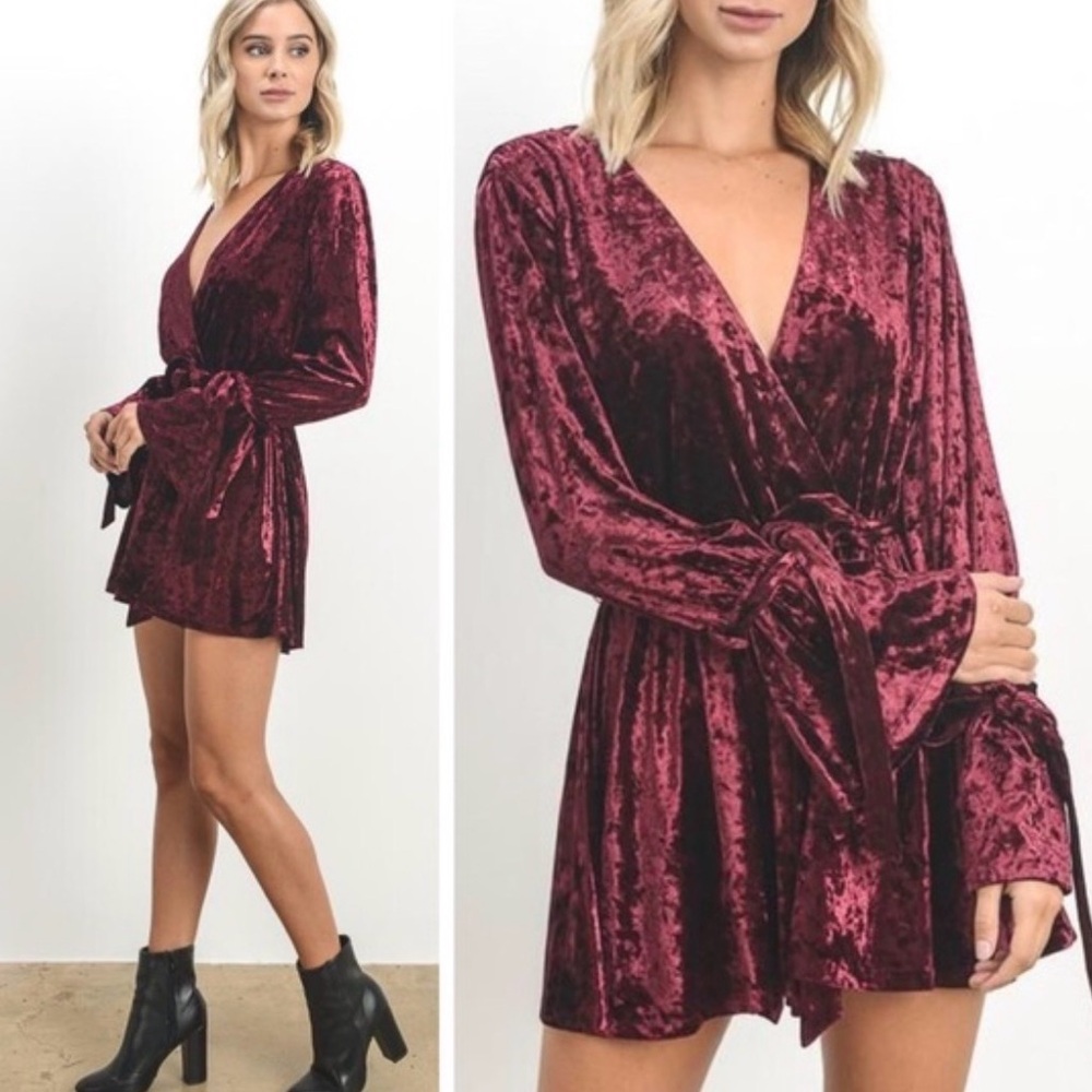 Hommage burgundy velvet romper